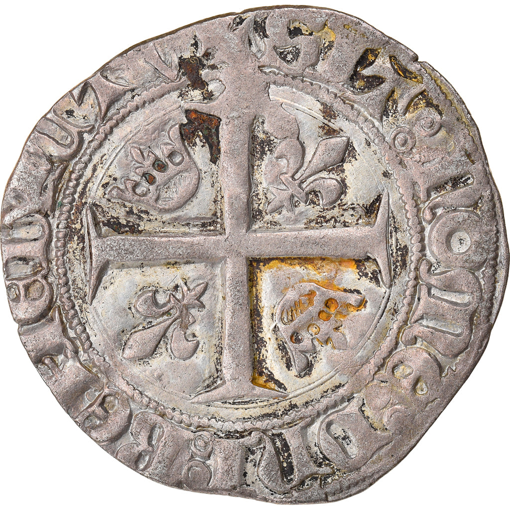 Coin, France, Charles VI, Blanc Guénar, EF(40-45), Billon, Duplessy:377