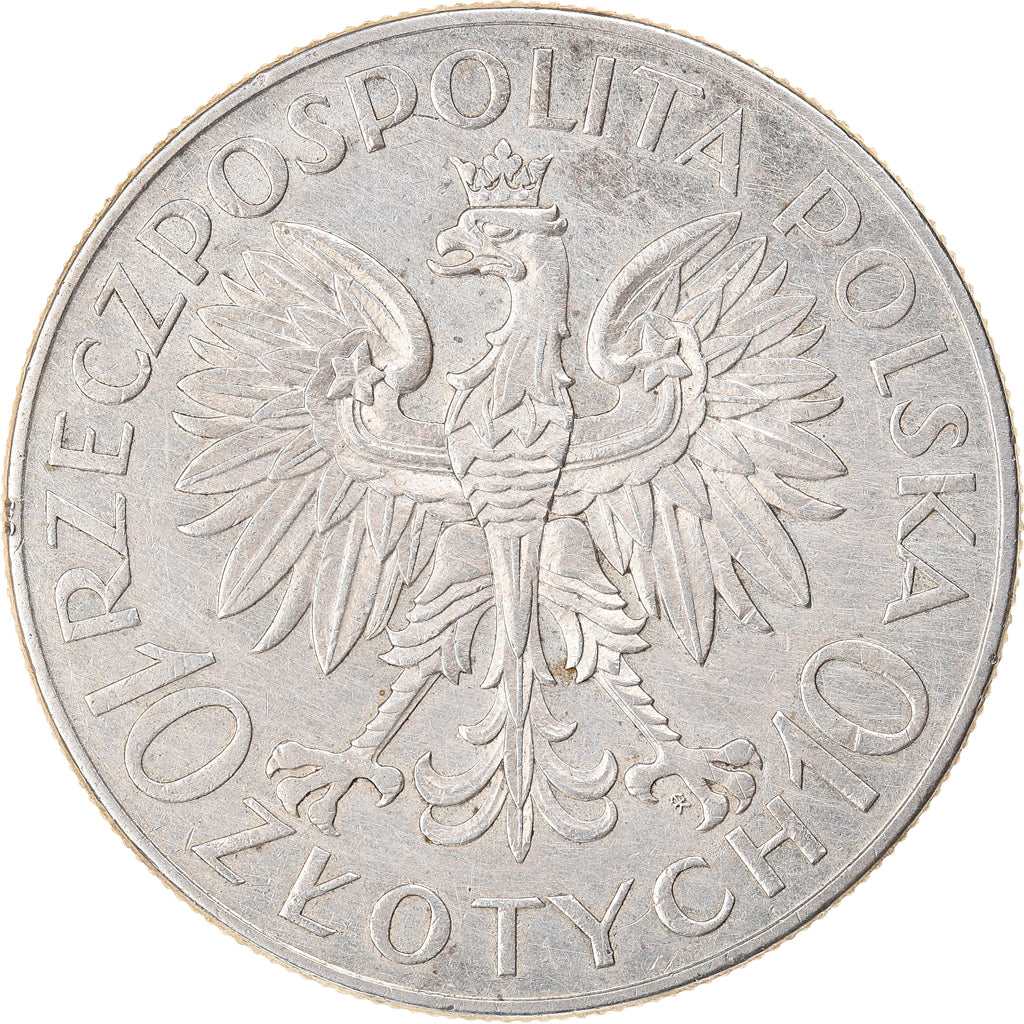 Coin, Poland, 10 Zlotych, 1933, Warsaw, AU(50-53), Silver, KM:24