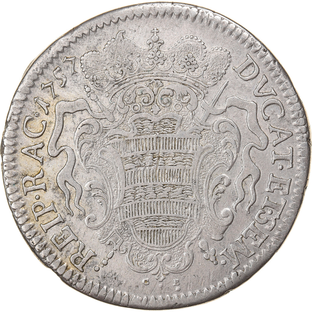 Coin, RAGUSA, Tallero, Ducat Et Sem, 1757, EF(40-45), Silver, KM:18
