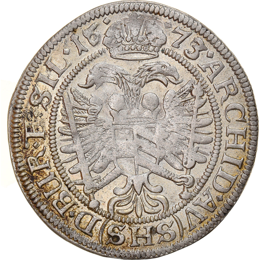 Munten, Duitse staten, SILESIA, Leopold I, 6 Kreuzer, 1673, Breslau, ZF, Zilver