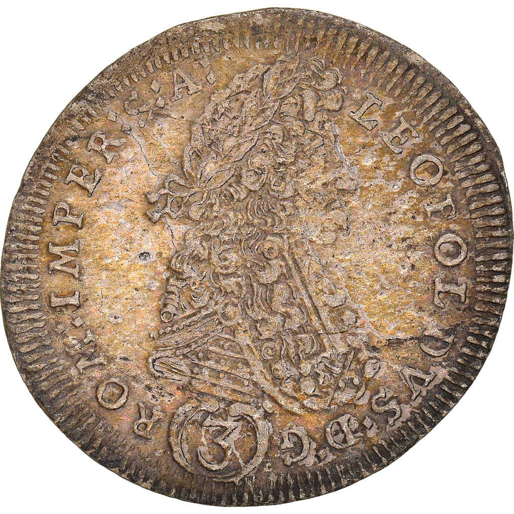 Coin, BOHEMIA, Leopold I, 3 Kreuzer, Groschen, 1695, Prague, AU(50-53), Silver