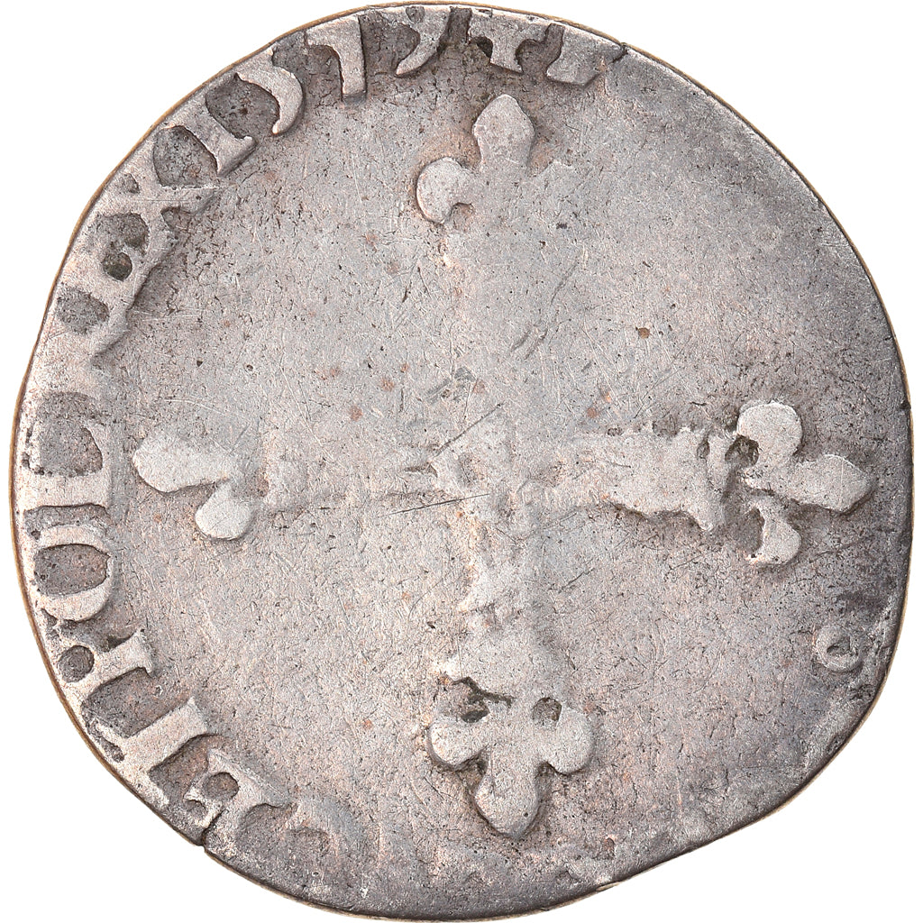 Moeda, França, Henri III, 1/8 Ecu, 1579, Rennes, VF(20-25), Prata, Sombart:4664