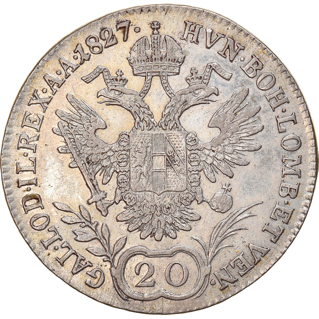 Moneta, Austria, Franz II (I), 20 Kreuzer, 1827, Vienna, BB, Argento, KM:2144