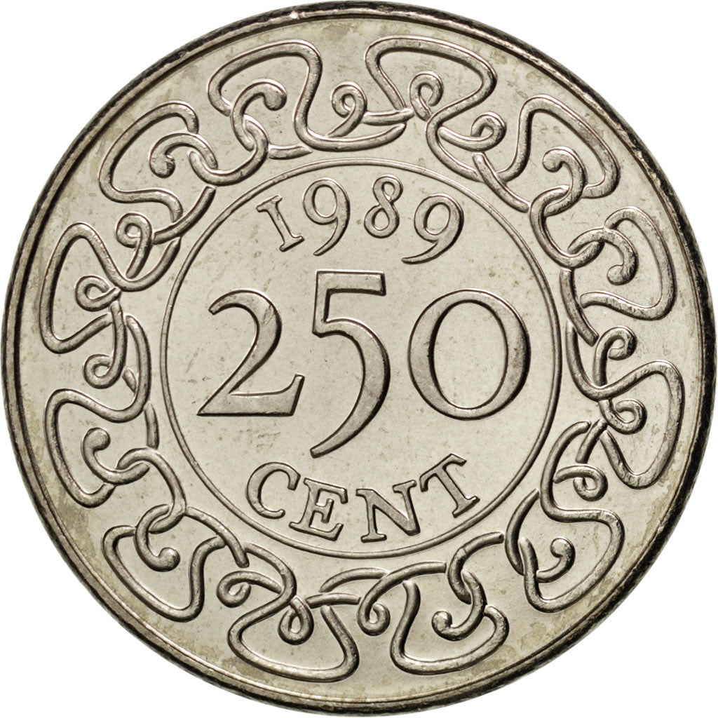 SURINAME, 250 Cents, 1989, KM #24, MS(63), Copper-Nickel, 28, 9.44