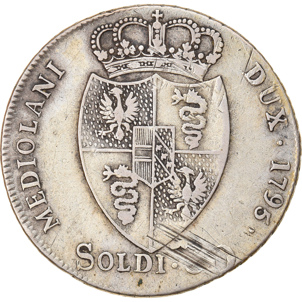 Moeda, ESTADOS ITALIANOS, MILAN, Franz II, 30 Soldi, 1795, VF(20-25), Prata