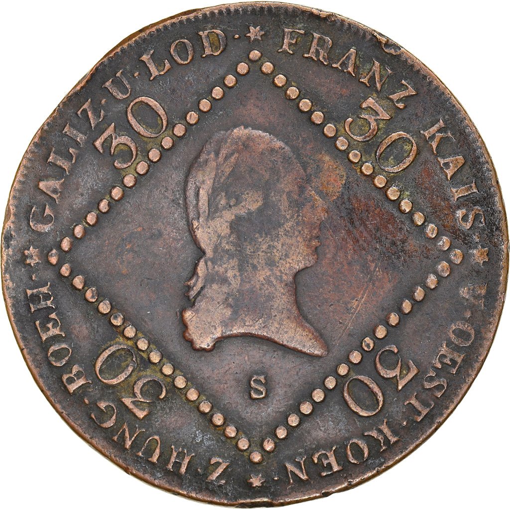Coin, Austria, Franz II (I), 30 Kreuzer, 1807, Schmollnitz, VF(30-35), Copper