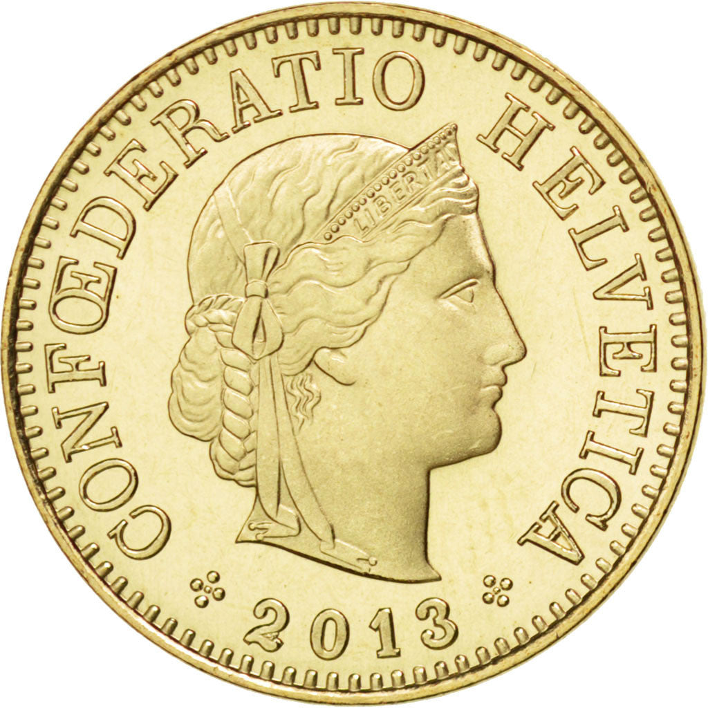 SWITZERLAND, 5 Rappen, 2013, Bern, KM #26c, MS(63), Aluminum-Bronze, 17.15, 1.79