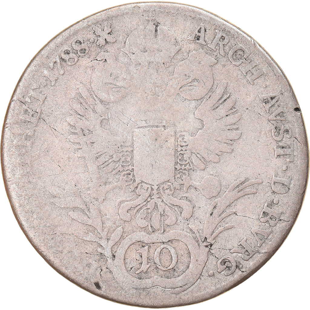 Coin, Austria, Joseph II, 10 Kreuzer, 1788, F(12-15), Silver, KM:2066