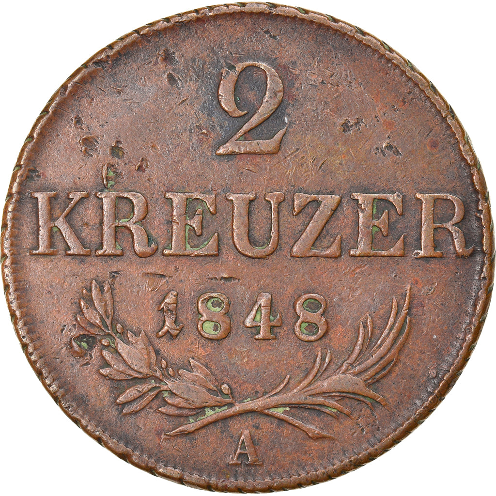 Monnaie, Autriche, Franz Joseph I, 2 Kreuzer, 1848, Vienna, TTB, Cuivre, KM:2188