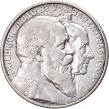 Coin, German States, BADEN, Friedrich I, 2 Mark, 1906, EF(40-45), Silver, KM:276