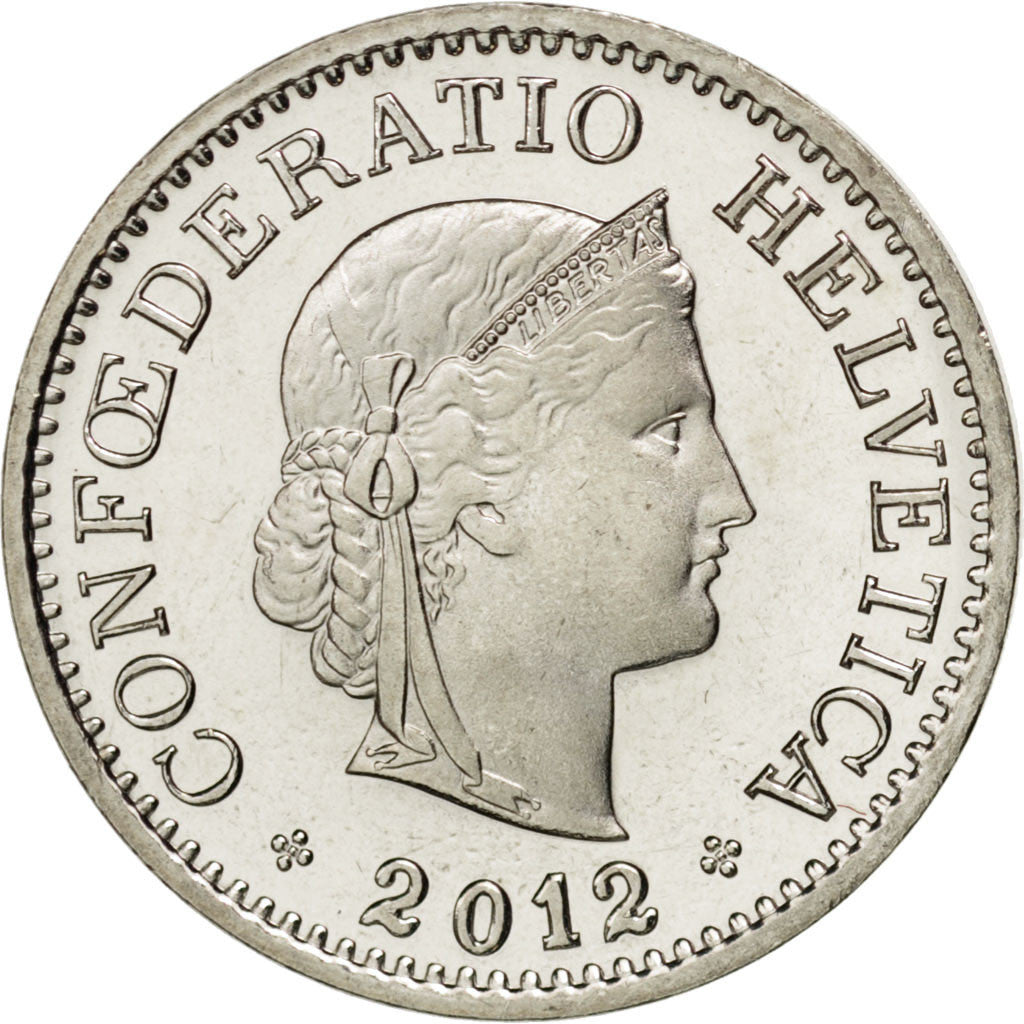 SWITZERLAND, 10 Rappen, 2012, Bern, KM #27, MS(63), Copper-Nickel, 19.15, 3.01