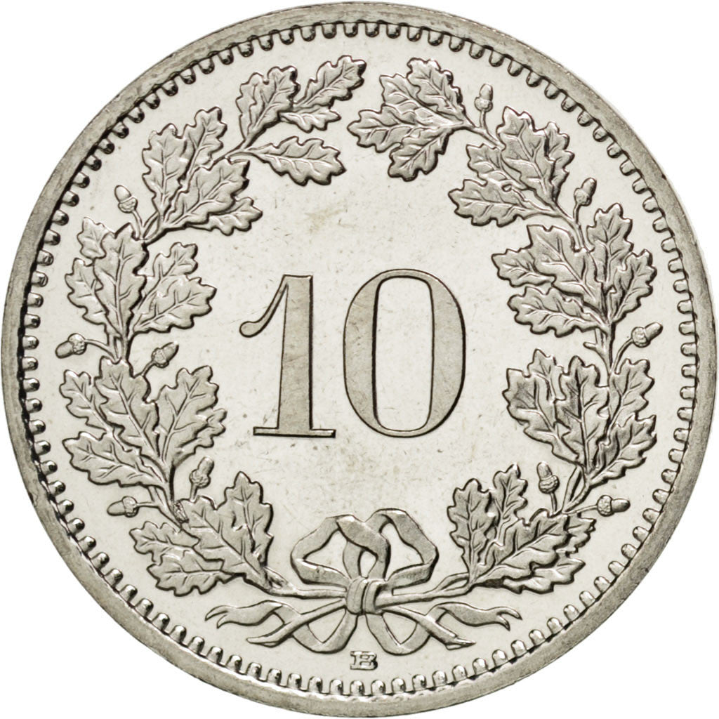 SWITZERLAND, 10 Rappen, 2012, Bern, KM #27, MS(63), Copper-Nickel, 19.15, 3.01