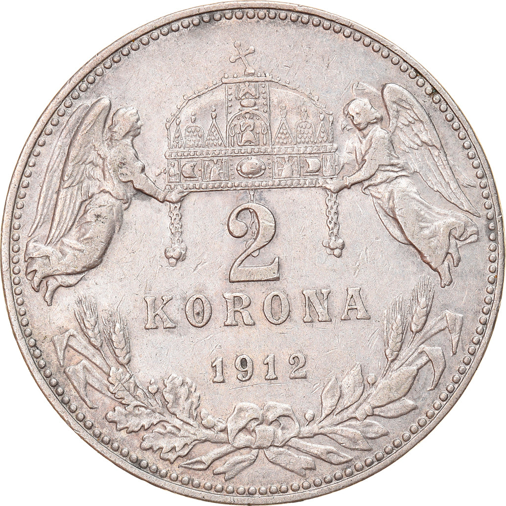Moeda, Hungria, Franz Joseph I, 2 Korona, 1912, Kormoczbanya, EF(40-45), Prata