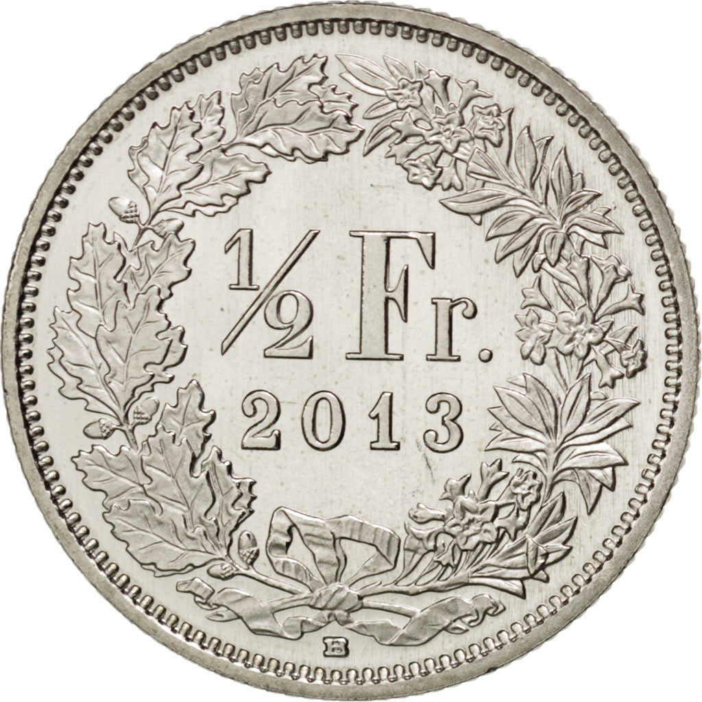 Coin, Switzerland, 1/2 Franc, 2013, MS(63), Copper-nickel, KM:23a.3