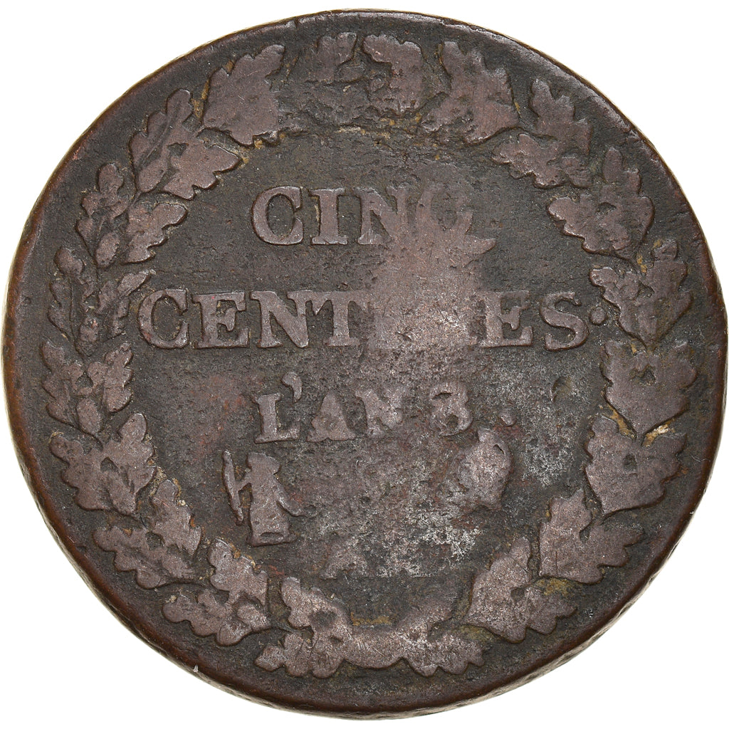 Münze, Frankreich, Dupré, 5 Centimes, AN 8, Metz, SGE+, Bronze, KM:640.2