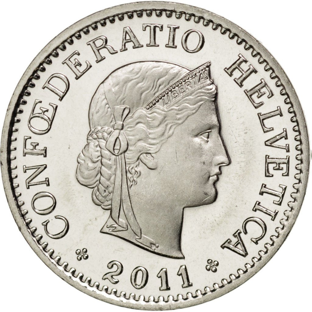 SWITZERLAND, 10 Rappen, 2011, Bern, KM #27, MS(63), Copper-Nickel, 19.15, 2.99