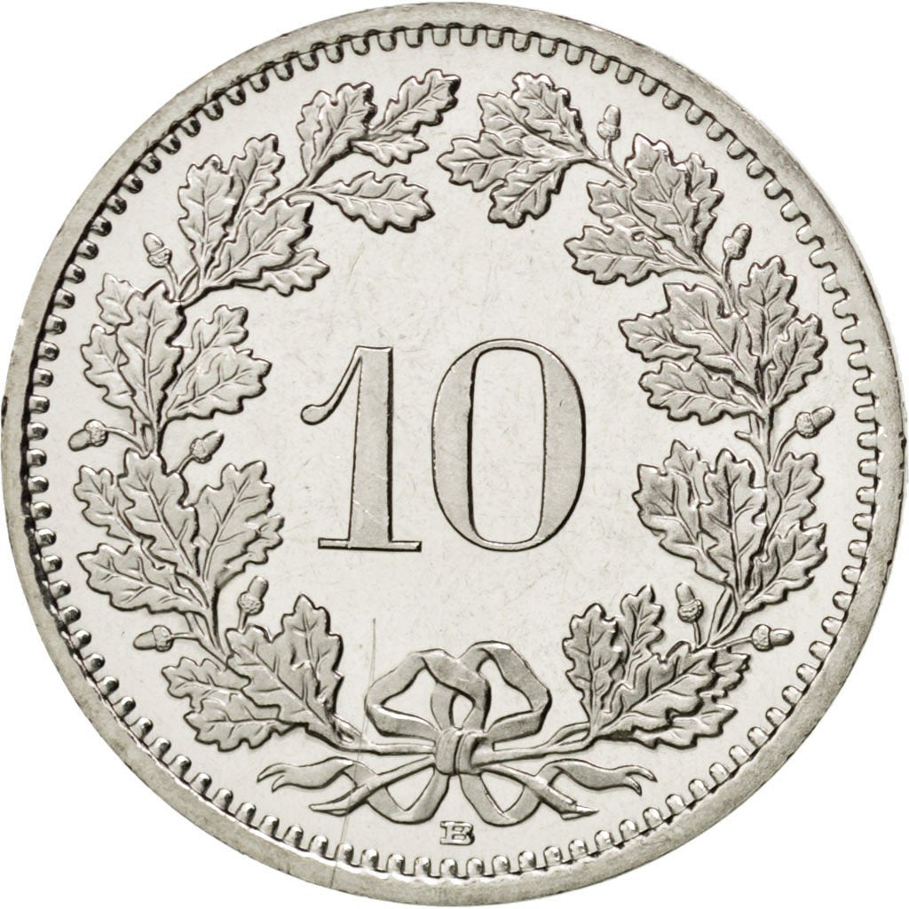 SWITZERLAND, 10 Rappen, 2011, Bern, KM #27, MS(63), Copper-Nickel, 19.15, 2.99