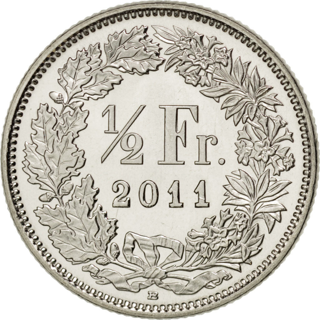 SWITZERLAND, 1/2 Franc, 2011, Bern, KM #23a.3, MS(63), Copper-Nickel, 18.2, 2.20