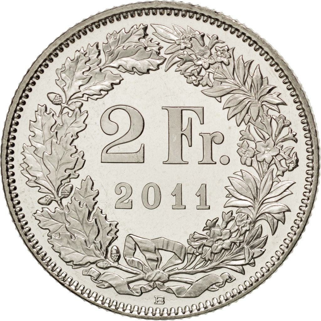Coin, Switzerland, 2 Francs, 2011, MS(63), Copper-nickel, KM:21a.3
