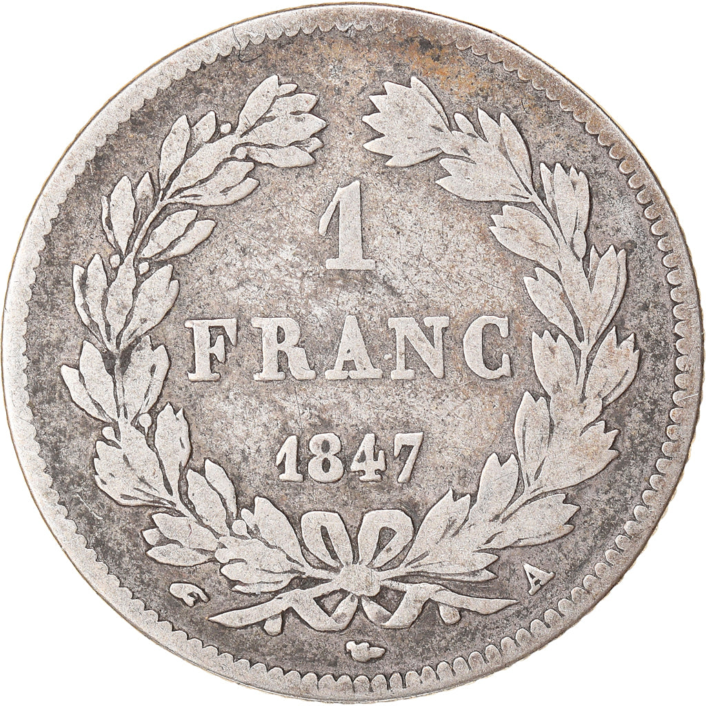 Monnaie, France, Louis-Philippe, Franc, 1847, Paris, B+, Argent, Gadoury:453
