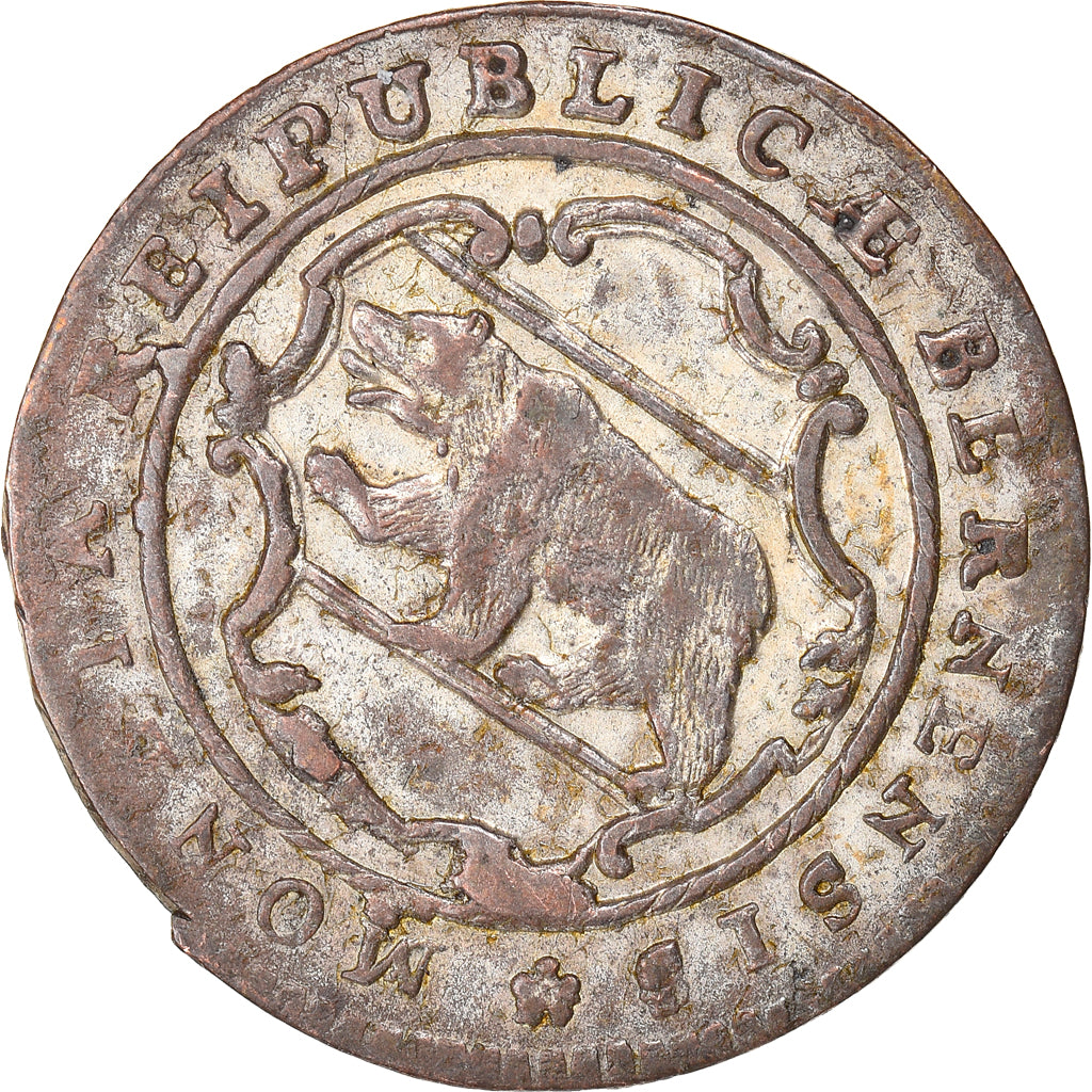 Coin, SWISS CANTONS, BERN, 1/2 Batzen, 1794, Bern, EF(40-45), Billon, KM:91
