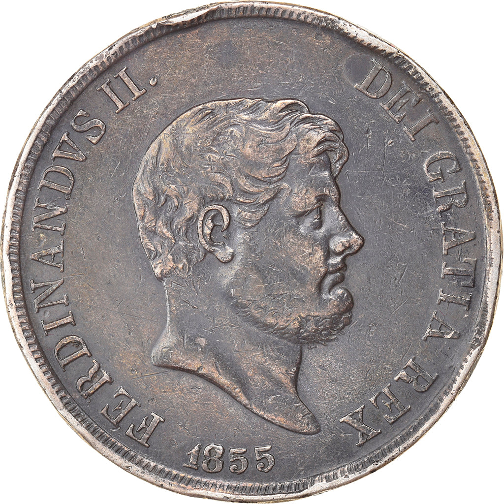 Monnaie, États italiens, NAPLES, Ferdinando II, 120 Grana, 1855, TB+, Argent