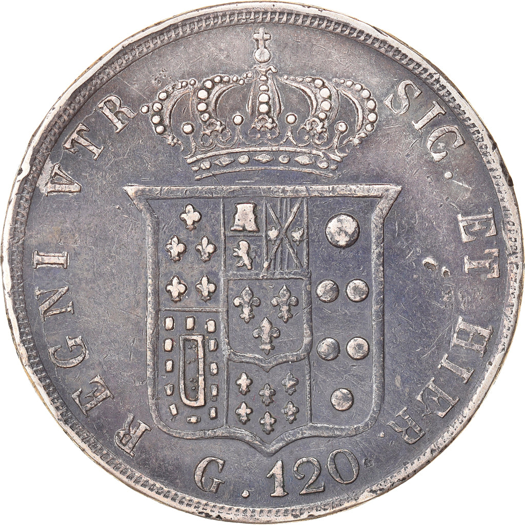 Monnaie, États italiens, NAPLES, Ferdinando II, 120 Grana, 1855, TB+, Argent
