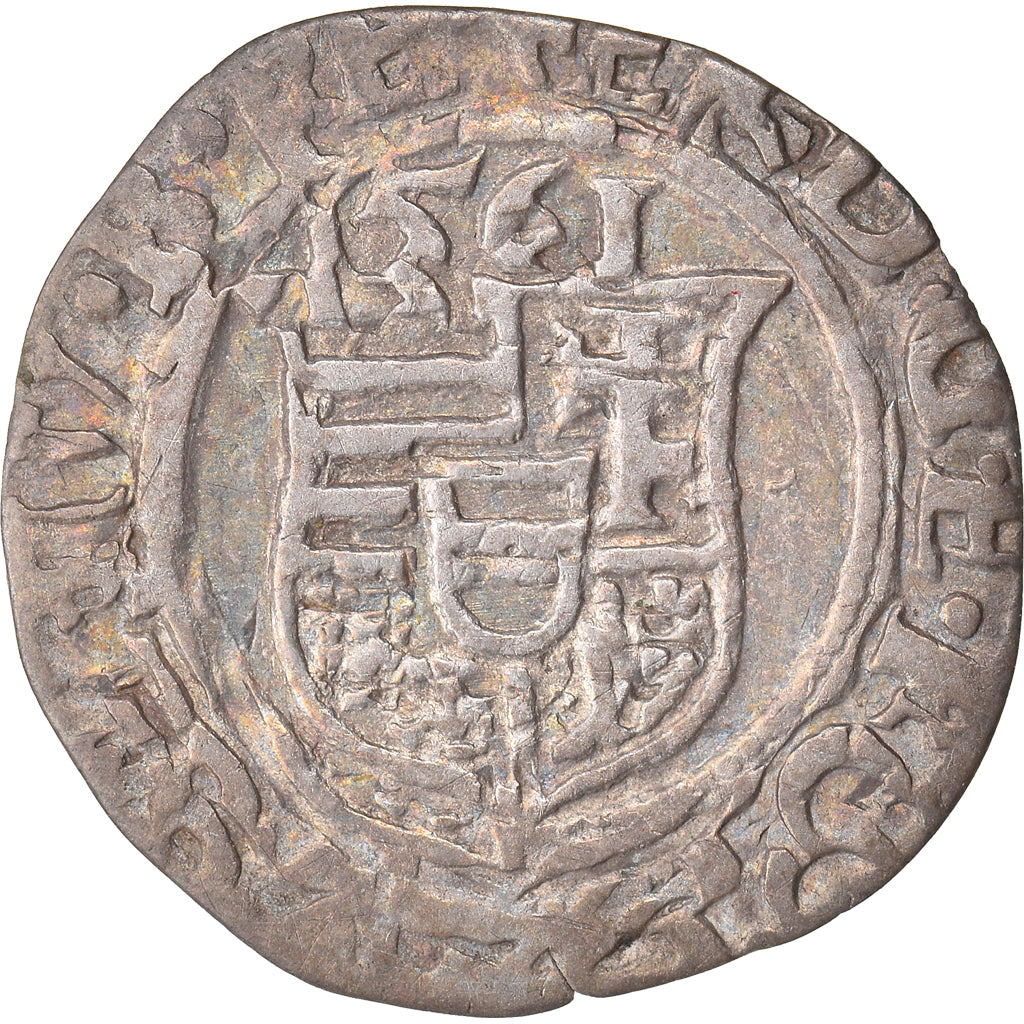 Moneta, Ungheria, Ferdinand I, Denar, 1561, Kremnitz, MB+, Argento