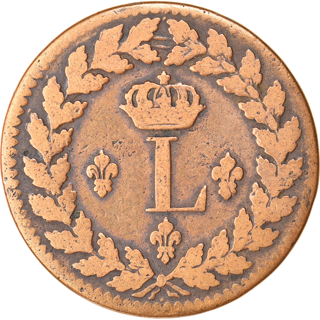 Moneta, Francia, Louis XVIII, Decime, 1815, Strasbourg, Variety, MB, Bronzo