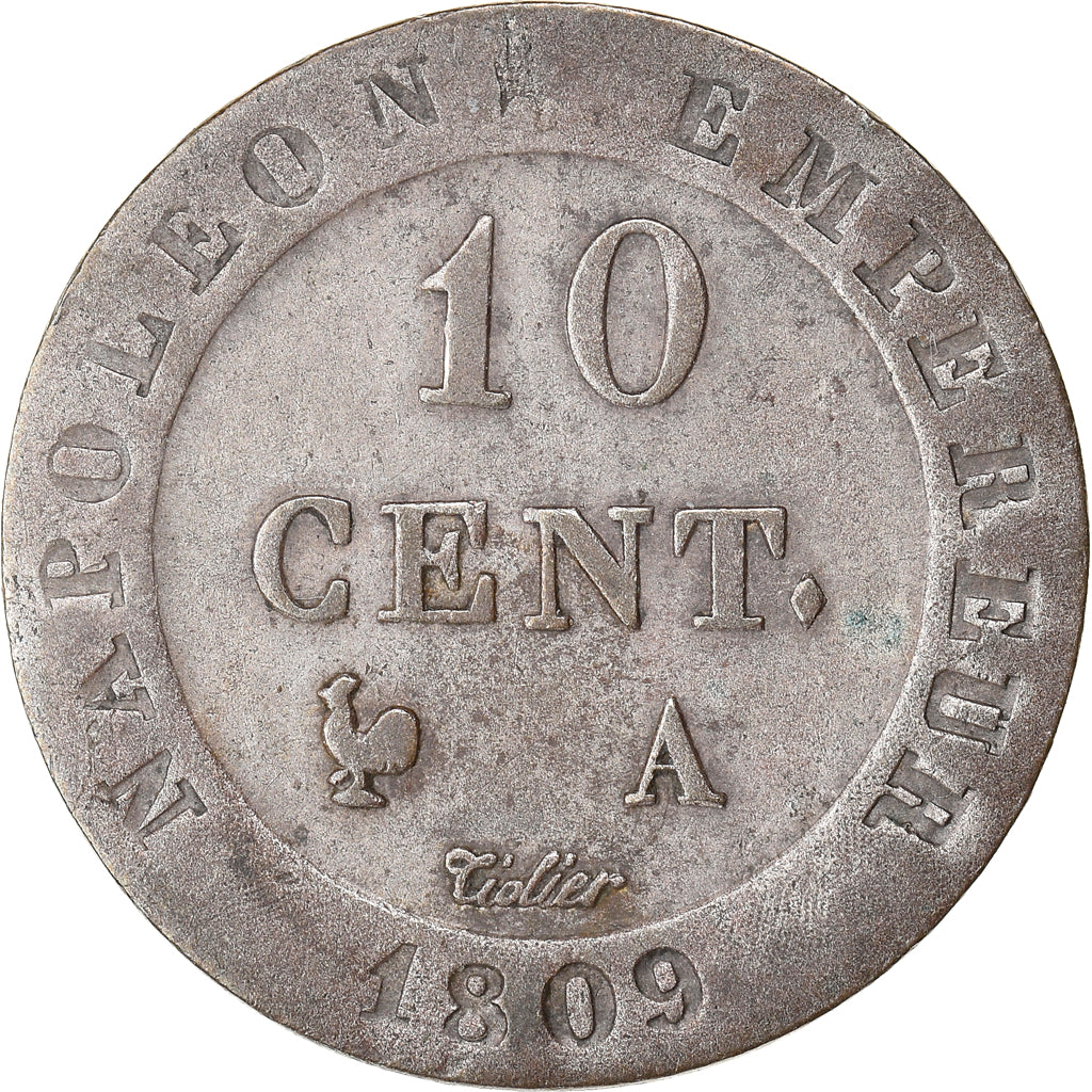 Coin, France, Napoleon I, 10 Centimes, 1809, Paris, EF(40-45), Billon
