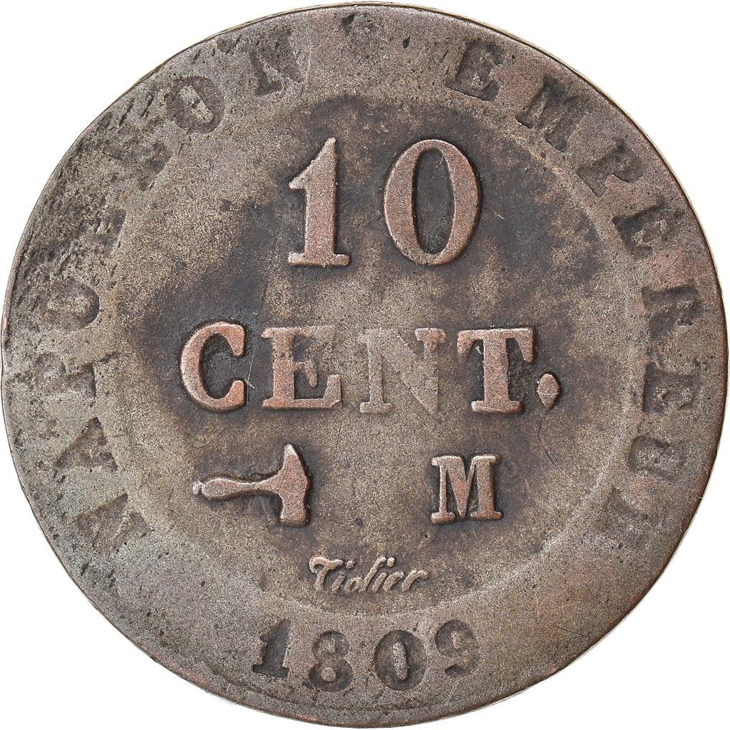 Moneda, Francia, Napoléon I, 10 Centimes, 1809, Toulouse, MBC, Vellón