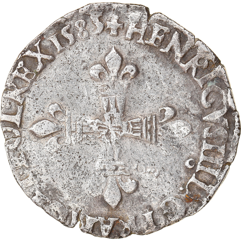 Coin, France, Henri III, 1/8 Ecu, 1585, Rennes, VF(30-35), Silver, Sombart:4664