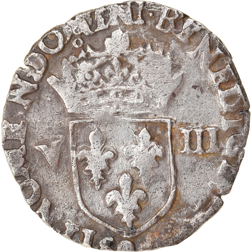 Coin, France, Henri III, 1/8 Ecu, 1585, Rennes, VF(30-35), Silver, Sombart:4664