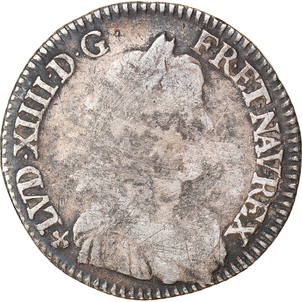Monnaie, France, Louis XIV, 1/12 Ecu à la mèche longue, 1649, Angers, Très