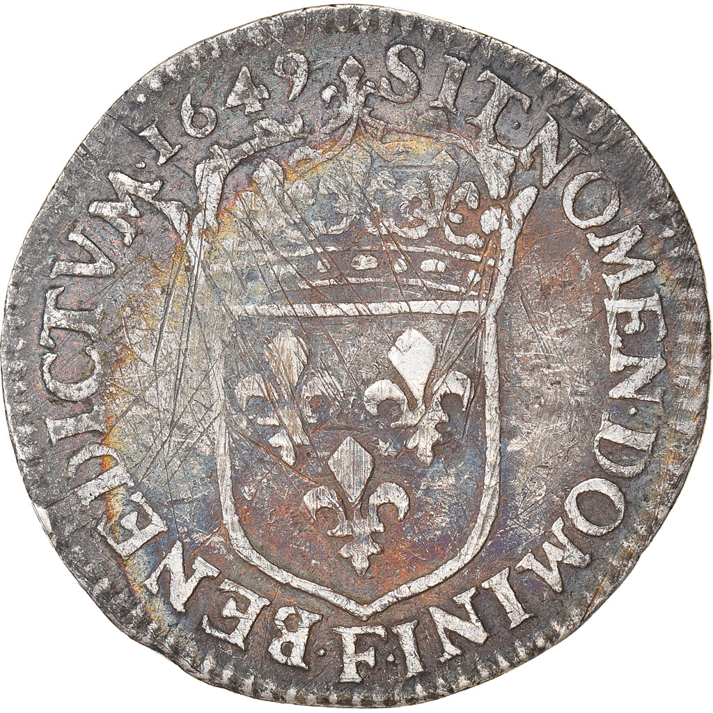 Monnaie, France, Louis XIV, 1/12 Ecu à la mèche longue, 1649, Angers, Très