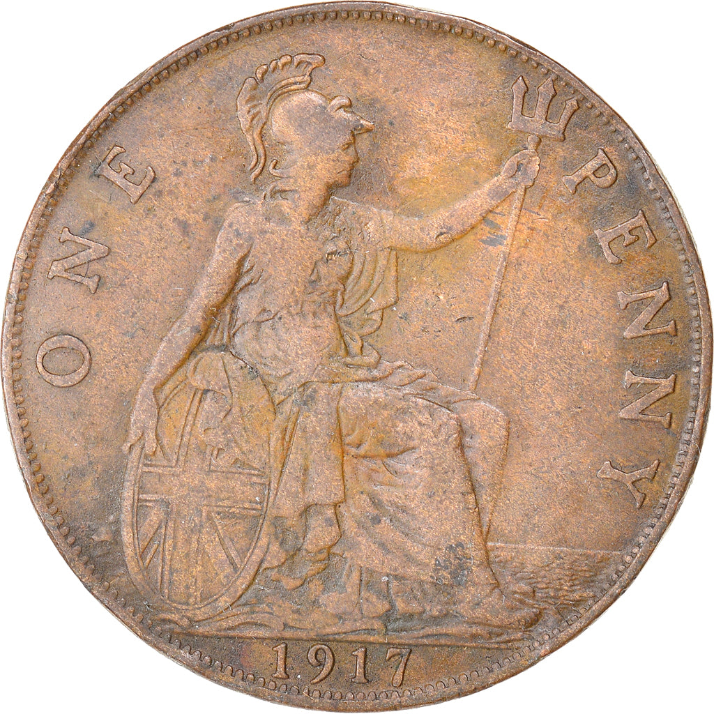 Coin, Great Britain, George V, Penny, 1917, EF(40-45), Bronze, KM:810