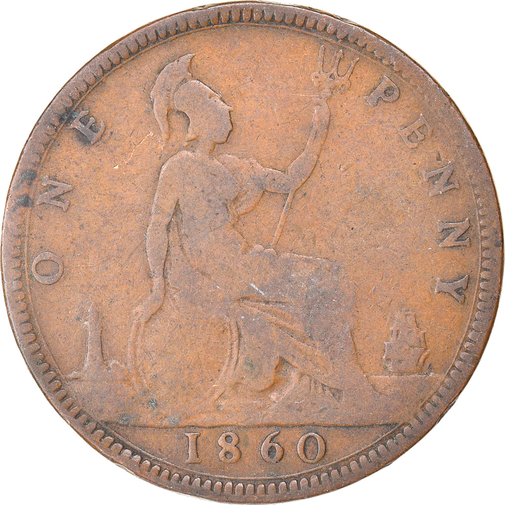 Monnaie, Grande-Bretagne, Victoria, Penny, 1860, TB, Bronze, KM:749.1