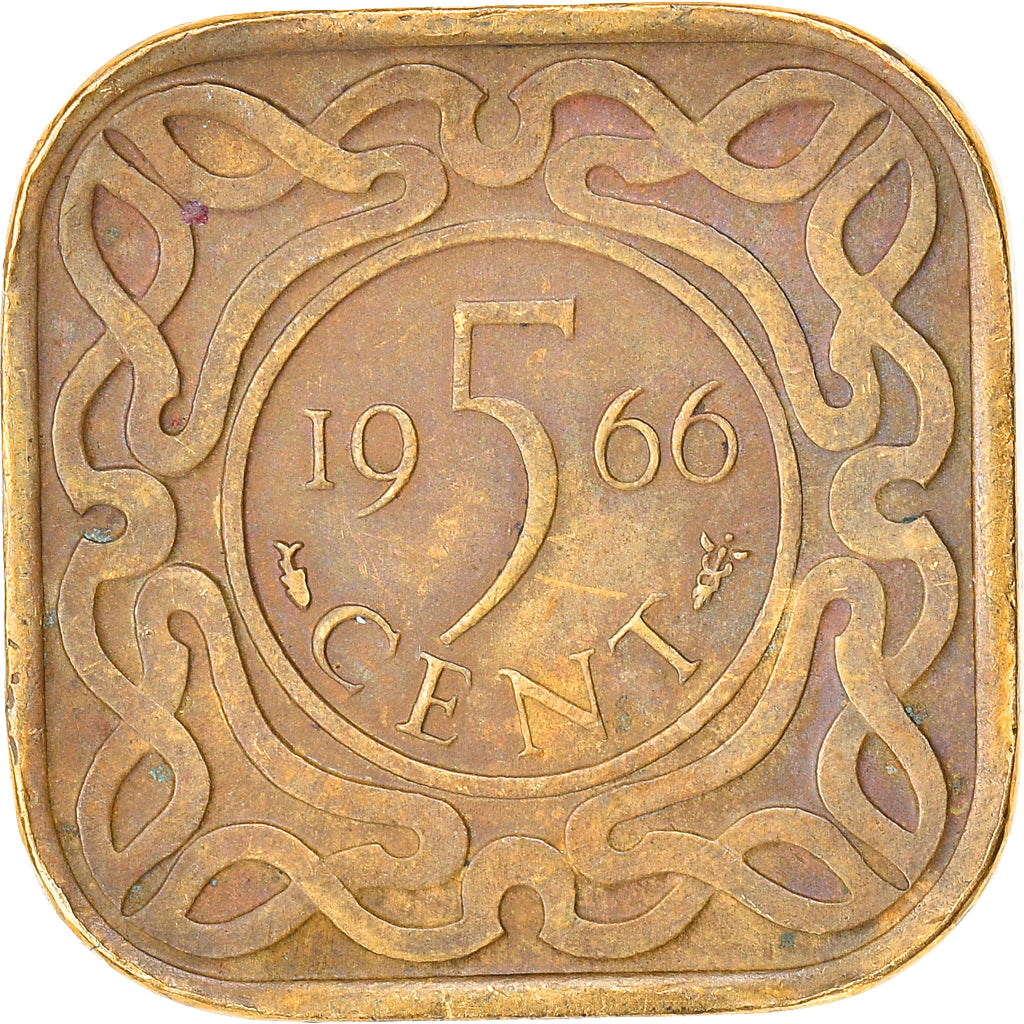 Moneta, Suriname, 5 Cents, 1966, BB, Nichel-ottone