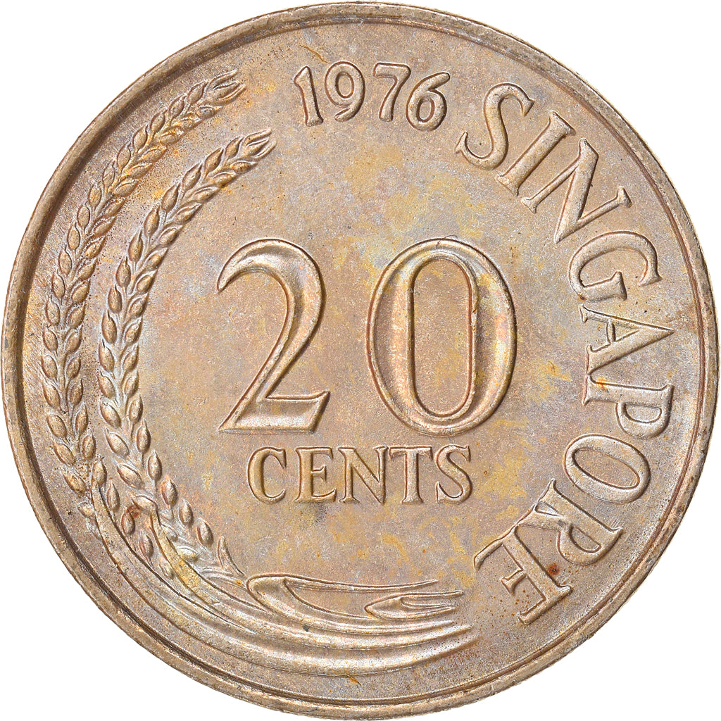 Moneta, Singapore, 20 Cents, 1976, Singapore Mint, SPL-, Rame-nichel, KM:4