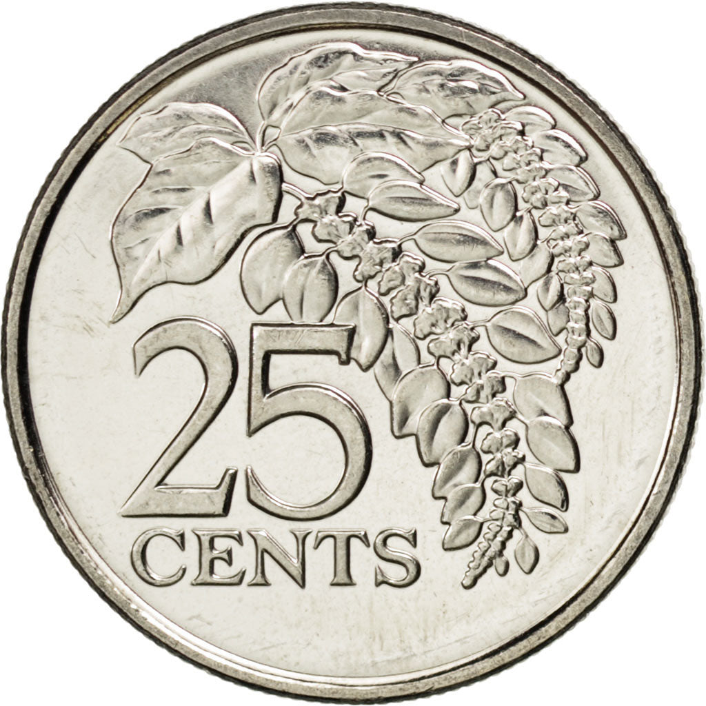 Coin, TRINIDAD & TOBAGO, 25 Cents, 2007, MS(63), Copper-nickel, KM:32