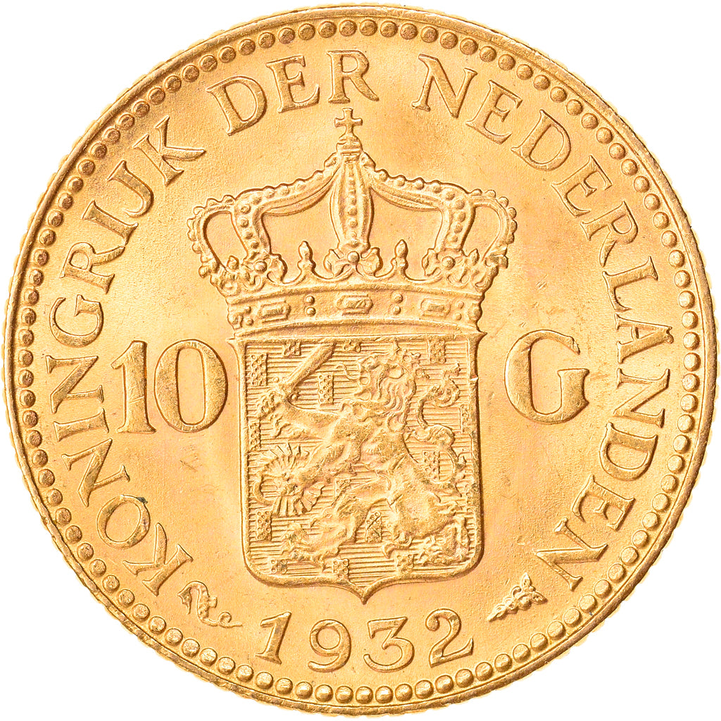 Munten, Nederland, Wilhelmina I, 10 Gulden, 1932, Utrecht, PR+, Goud, KM:162