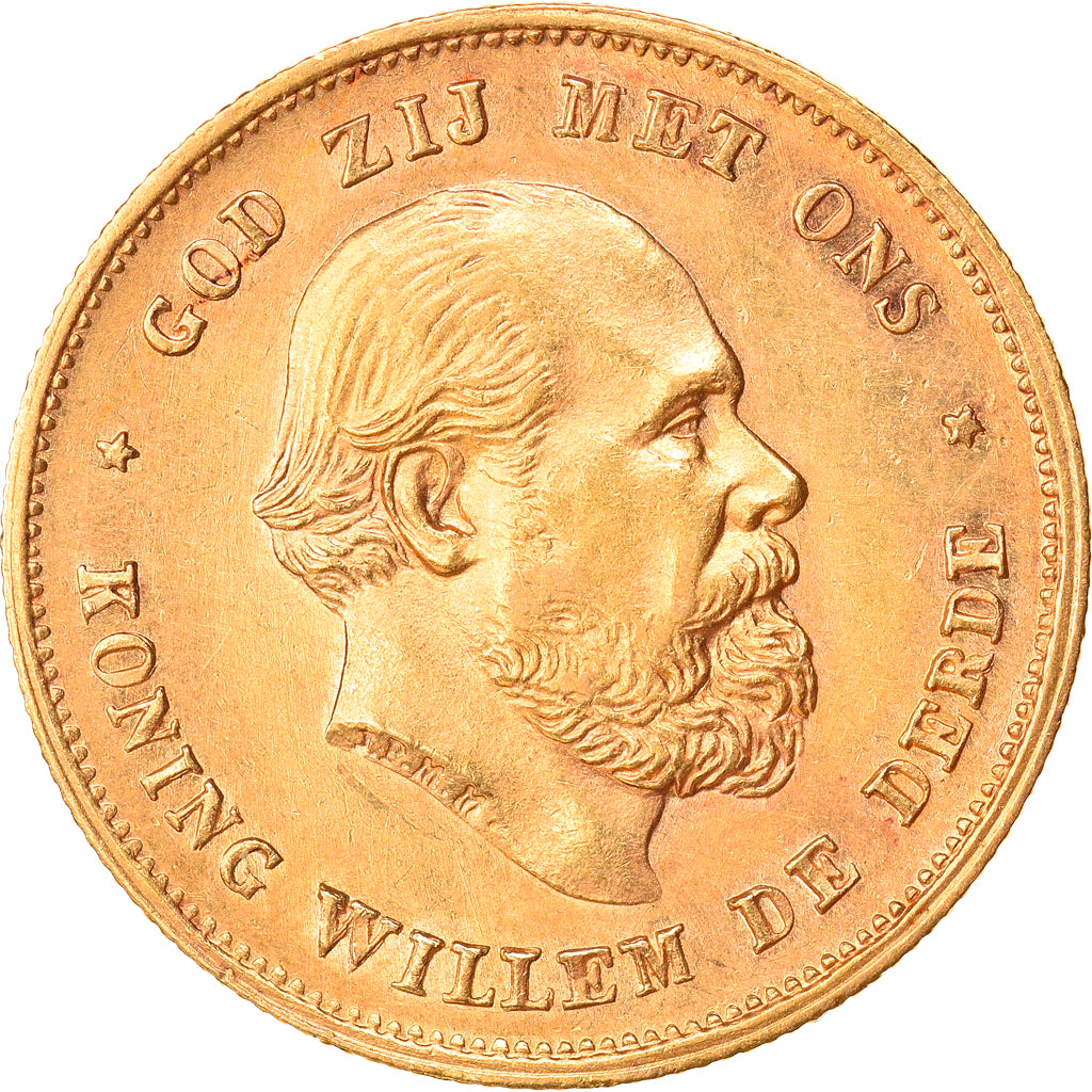 Moneta, Paesi Bassi, William III, 10 Gulden, 1875, SPL-, Oro, KM:105