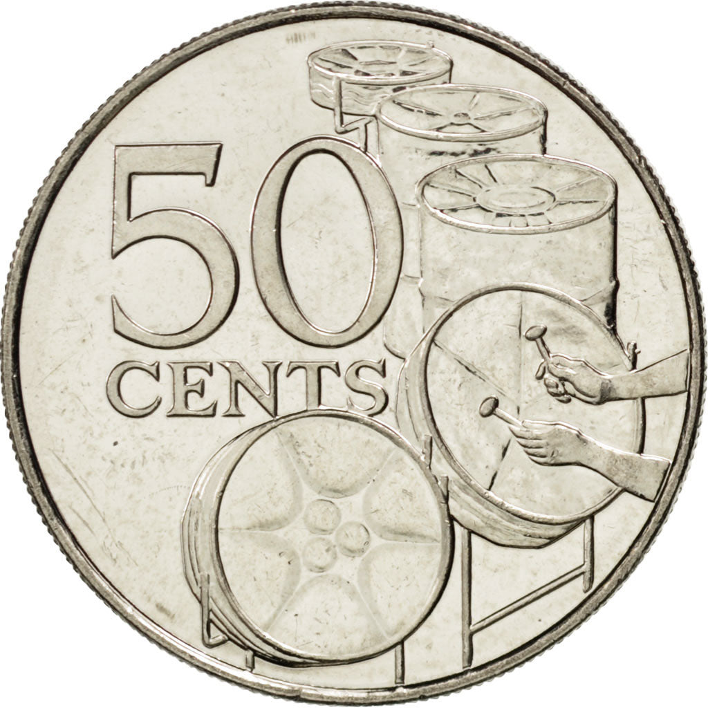 Coin, TRINIDAD & TOBAGO, 50 Cents, 2003, MS(63), Copper-nickel, KM:33