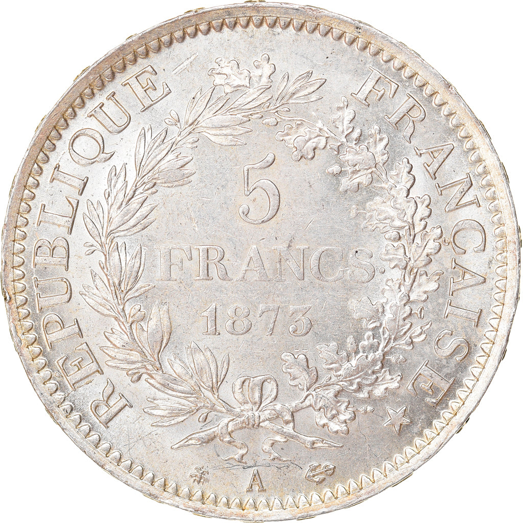 Coin, France, Hercule, 5 Francs, 1873, Paris, MS(63), Silver, KM:820.1