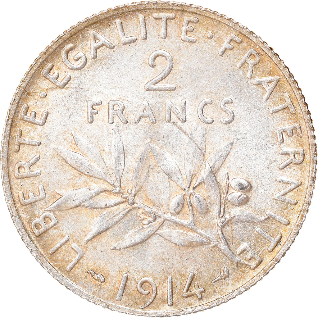 Coin, France, Semeuse, 2 Francs, 1914, Paris, MS(63), Silver, KM:845.1