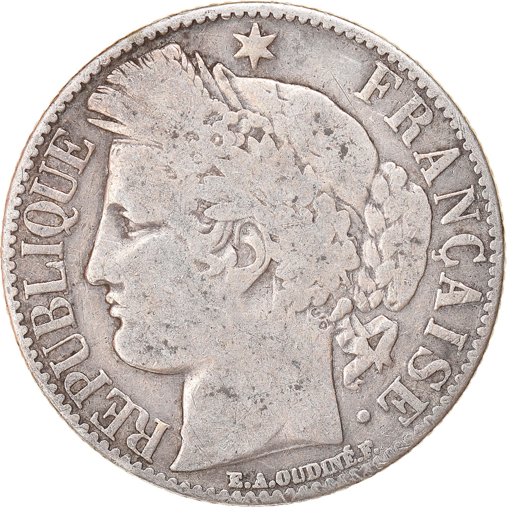 Coin, France, Cérès, Franc, 1872, Paris, VF(20-25), Silver, KM:822.1