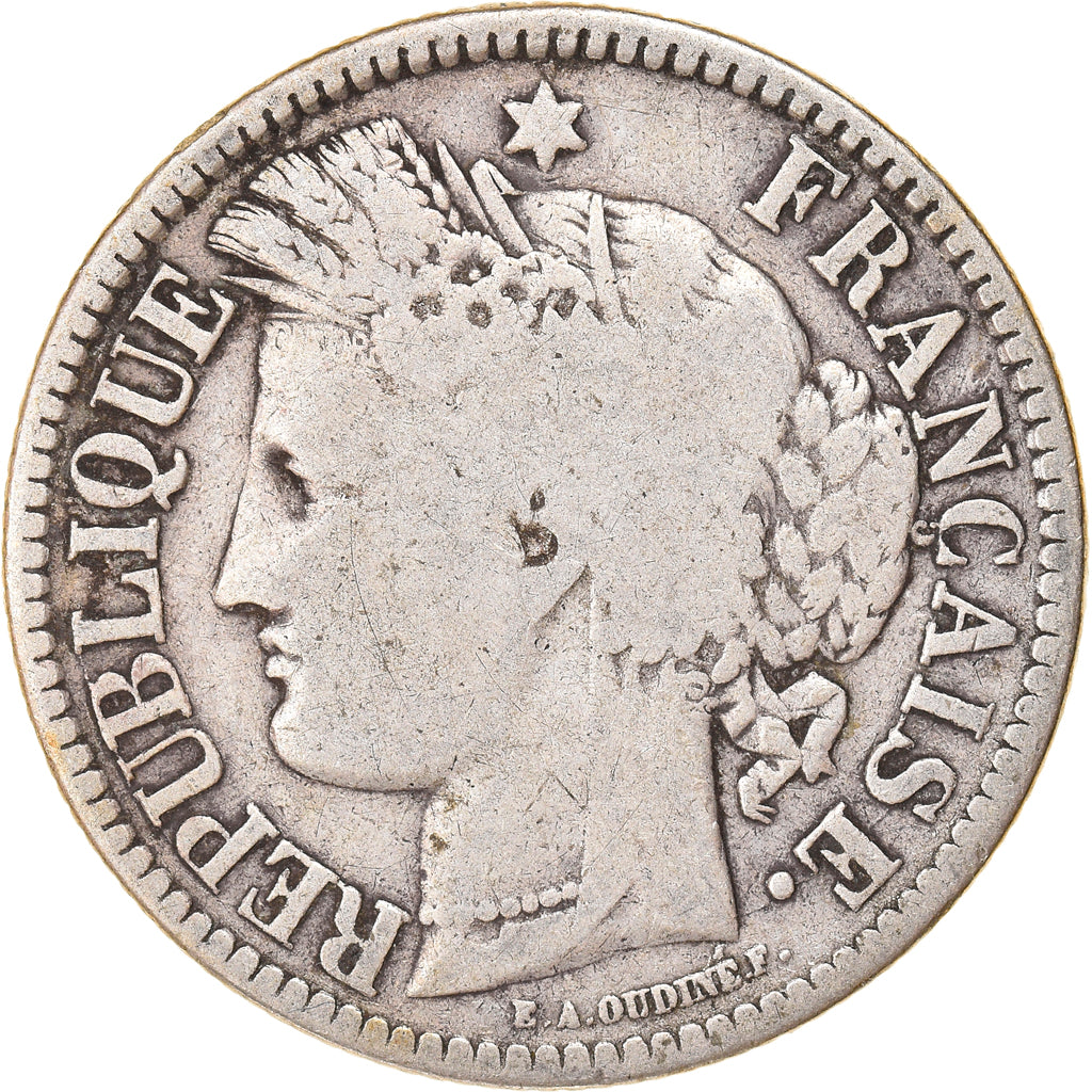Coin, France, Cérès, 2 Francs, 1871, Bordeaux, VF(20-25), Silver, KM:816.2