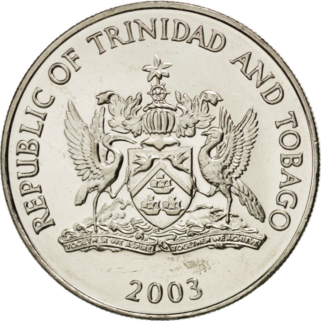 TRINIDAD & TOBAGO, 50 Cents, 2003, KM #33, MS(63), Copper-Nickel, 26, 6.96