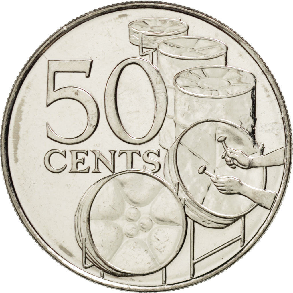 TRINIDAD & TOBAGO, 50 Cents, 2003, KM #33, MS(63), Copper-Nickel, 26, 6.96