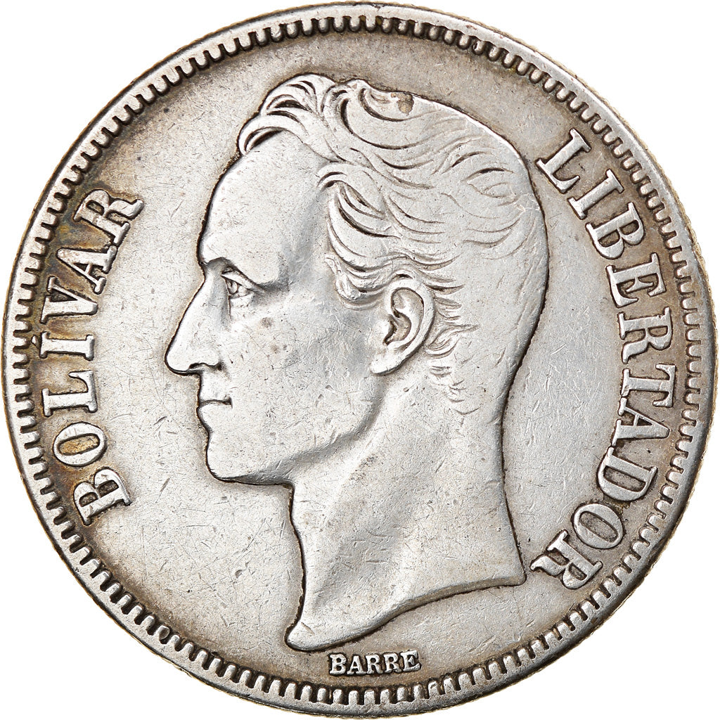 Coin, Venezuela, Gram 25, 5 Bolivares, 1936, VF(30-35), Silver, KM:24.2
